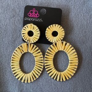 Paparazzi Vibrant Yellow Woven Earrings